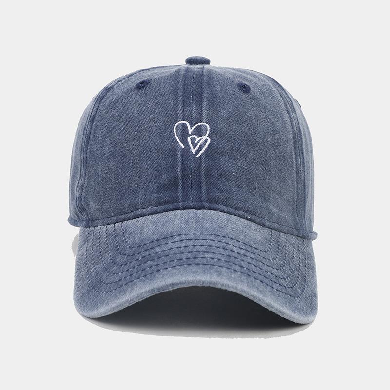New washed and old small love embroidered soft top baseball cap female face small outdoor visor male cap tide