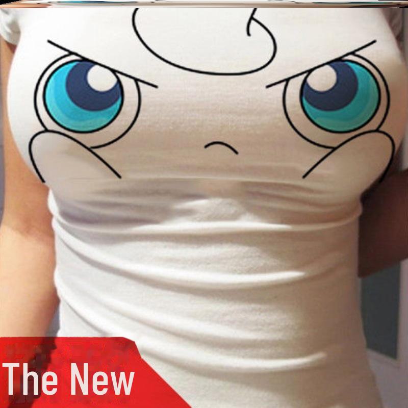 3D Big Eyes Tight Top for Women - Sweet Broadcast & Internet Celebrity Style
