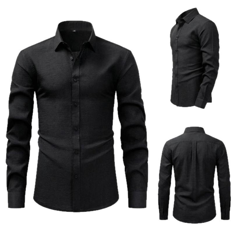 Men S Long Sleeve Stand Collar Casual Vintage Business Shirt Cardigan