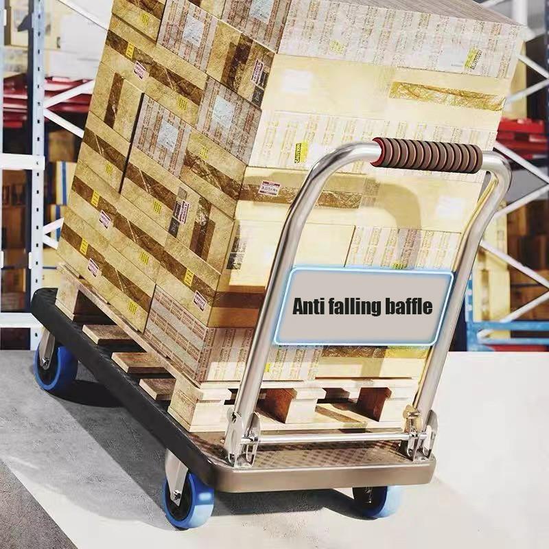 Foldable Platform Trolley Cart Universal Use Heavy Duty Shopping Flatbed  Handcart Warehouse Handling Tools
