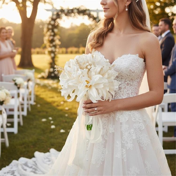 Pearls Decors Artificial Orchid Bride Bouquet Wedding Flower Arrangement Bridal Shower Photoshoots Decoration