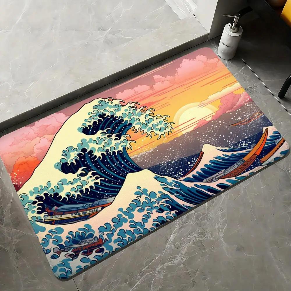 Japanese Style Mat Dirt Resistant Home Decorative Rug Indoor Outdoor Entrance Mat Foot Mats for Living Room Bedroom