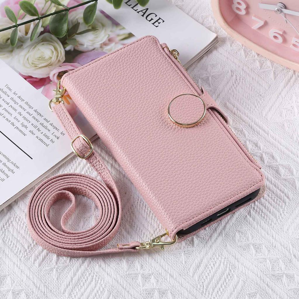 Crossbody Phone Case with Leather Wrist Strap for IPhone Air 17 16 15 14 13 12 11 Pro Max 7 8 Plus Wallet Cover with Card Slots