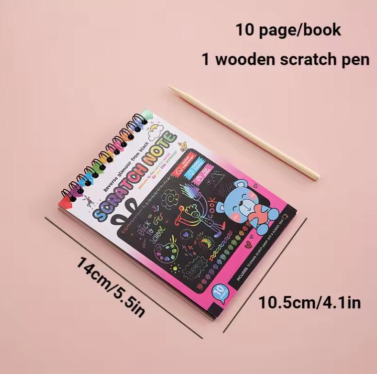 Montessori Scratch Painting Note Scratch Art Paper DIY Children Magic Rainbow Scraping Drawing Art Paper Notepad Stationery Toys