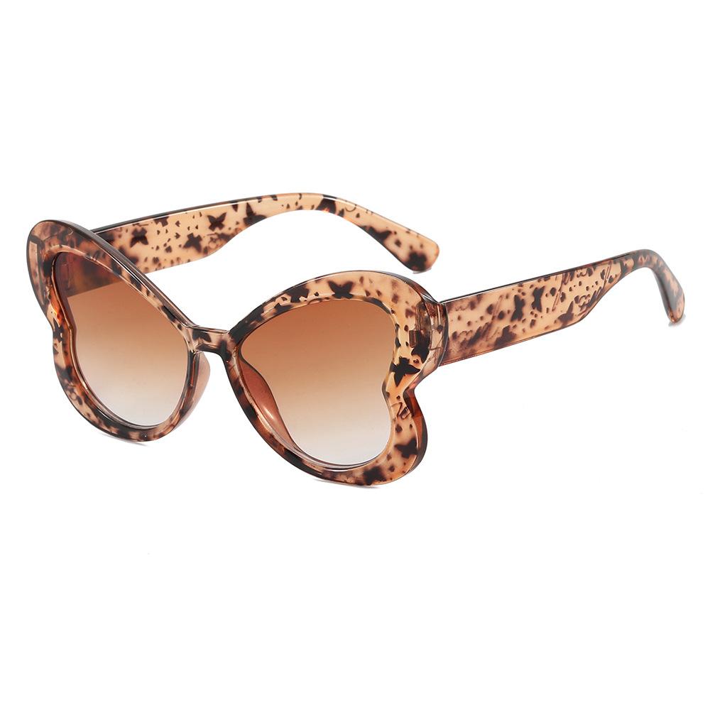 

New Retro Leopard Print Gradient Butterfly Women Sunglasses Brand Candy Color Trend Punk Design Men Casual Glasses Uv400 as picture