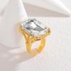18K Gold Geometric Zircon Square Ring - Fashionable Stainless Steel Jewelry for Women