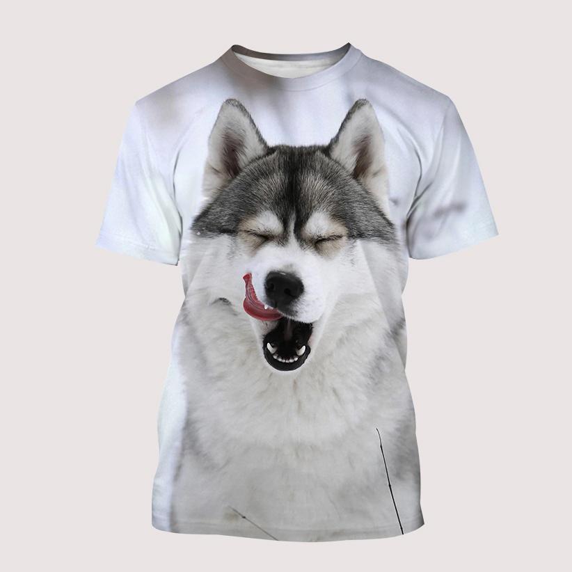 Funny Dogs Husky Malamute 3D Print T-Shirts Streetwear Boys Girls Casual Fashion O-Neck Oversized T Shirt Kids Tees Tops Clothes