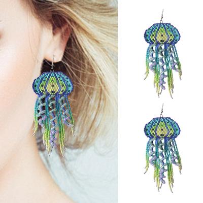 Hand Knitted Bead Earrings Colorful Tassels Earrings Comfortable Wear Earrings Beads Texture Suitable for Everyday Wear