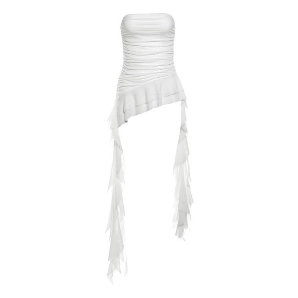 Sweet Irregular Ruffled Vest Spring Summer Cropped Tube Top Fashion Women's Vest Top Beach