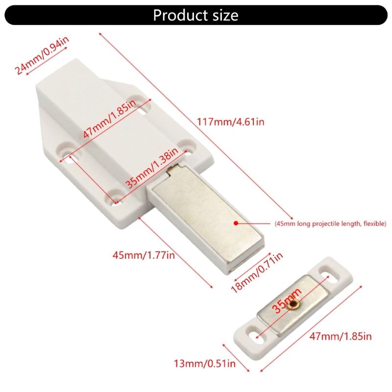 2pcs Push Open Cabinet Latches with Long Strokes Magnet Cupboard Push Latches Push to Open Latches for Tight & Secure