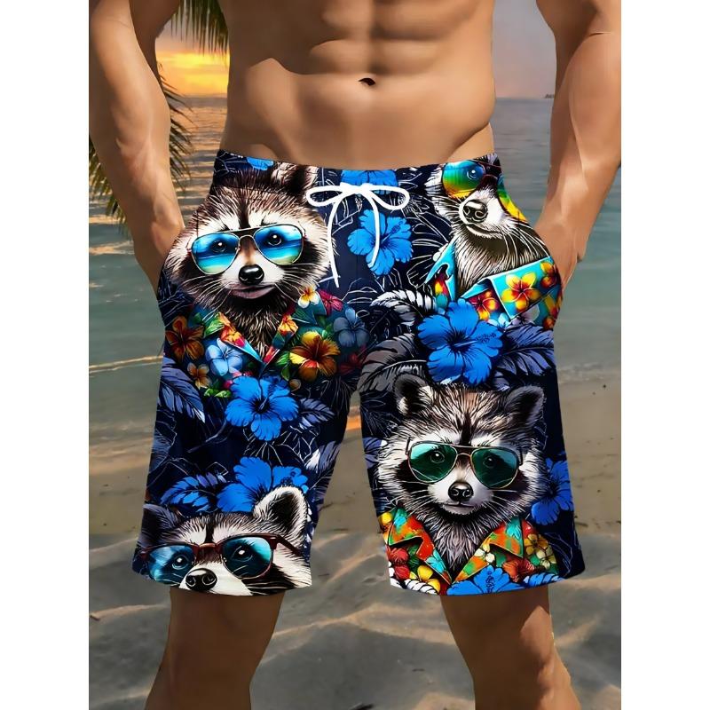 Men's Tropical Raccoon Digital Beach Shorts