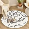 Minimalist Nordic Round Carpet Abstract Curved Lines Print Floor Mat Modern Artistic Home Decor Anti-slip Rug for Living Room