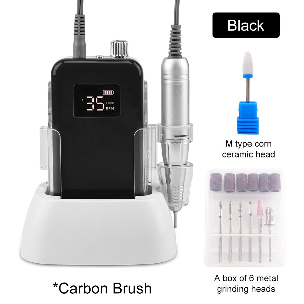 

BEPAN Small Display Nail Drill Rechargeable Multi-speed 35000RPM Manicure Machine Nail File Pedicure Cordless Drilling US чорний