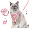 VavoPaw Cat Harness and Leash Set for Walking Adjustable Kitten Vest Harness with Reflective Strip Breathable Mesh Cat Harness