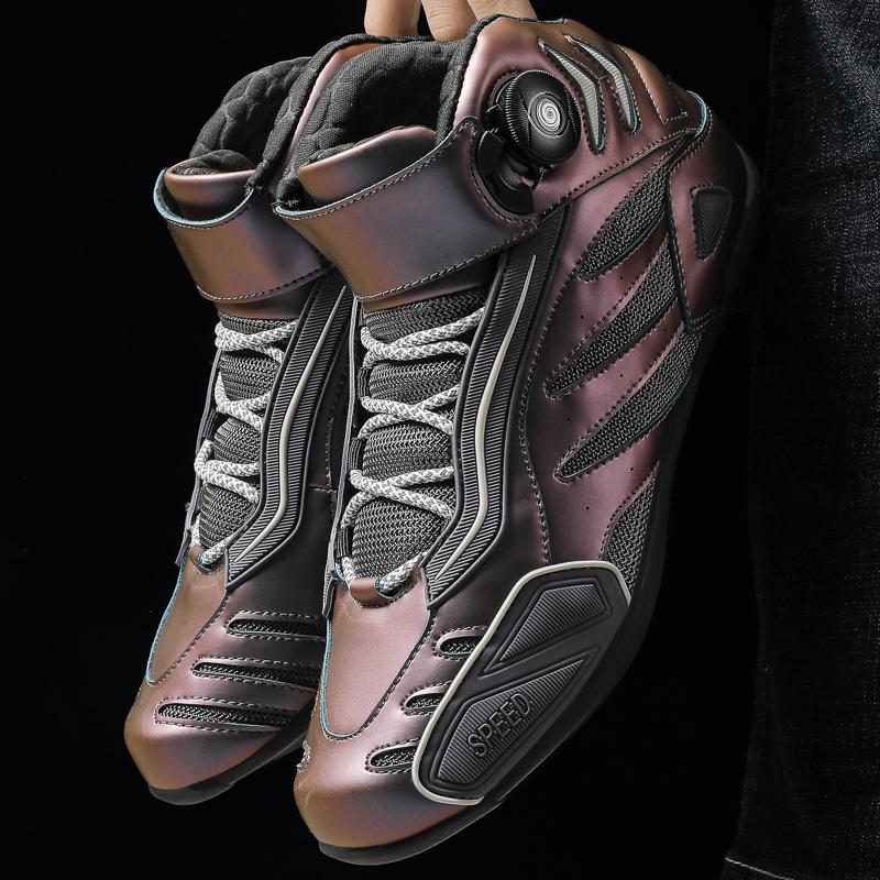 JAHSEH Motorcycle Boots Adults Motorbike Riding Shoes Breathable Biker Boots Men Women Anti-Slip Motocross Rider Riding Shoes