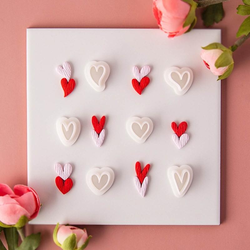 Heart Modelling Clay Earring Mold Mini Heart Earring Jewelry Ornament