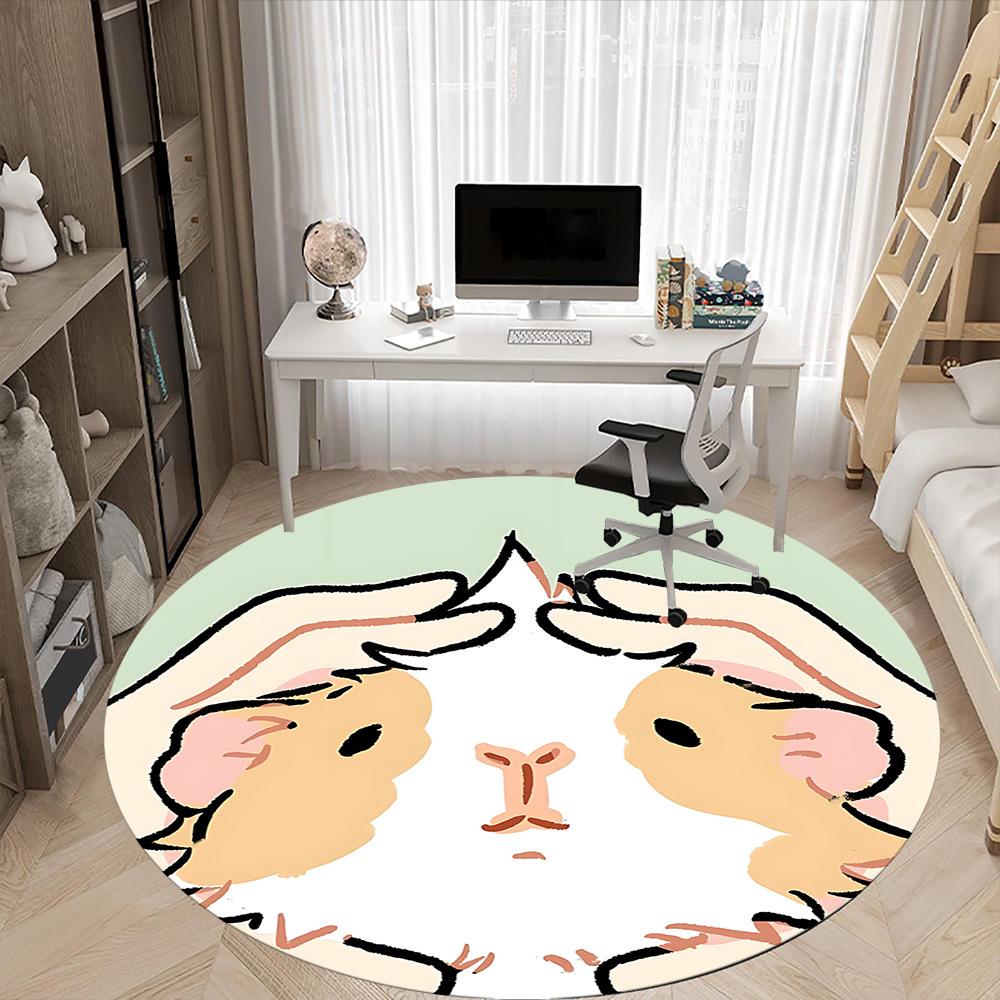 1pc Hamster Office Round Rug, Non-slip, Soft and Durable Office Rug for Interior Decoration, Perfect for Office, Beautiful Decoration yy260323026