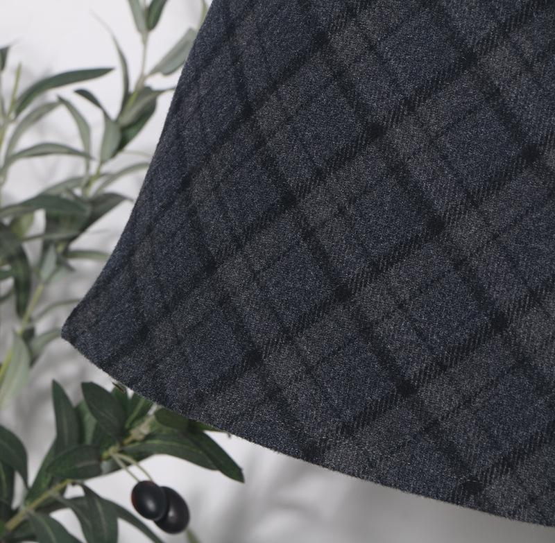 Women's High Waist Plaid Wool Skirt with Belt - Winter A-line Hip-Hugging Short Skirt