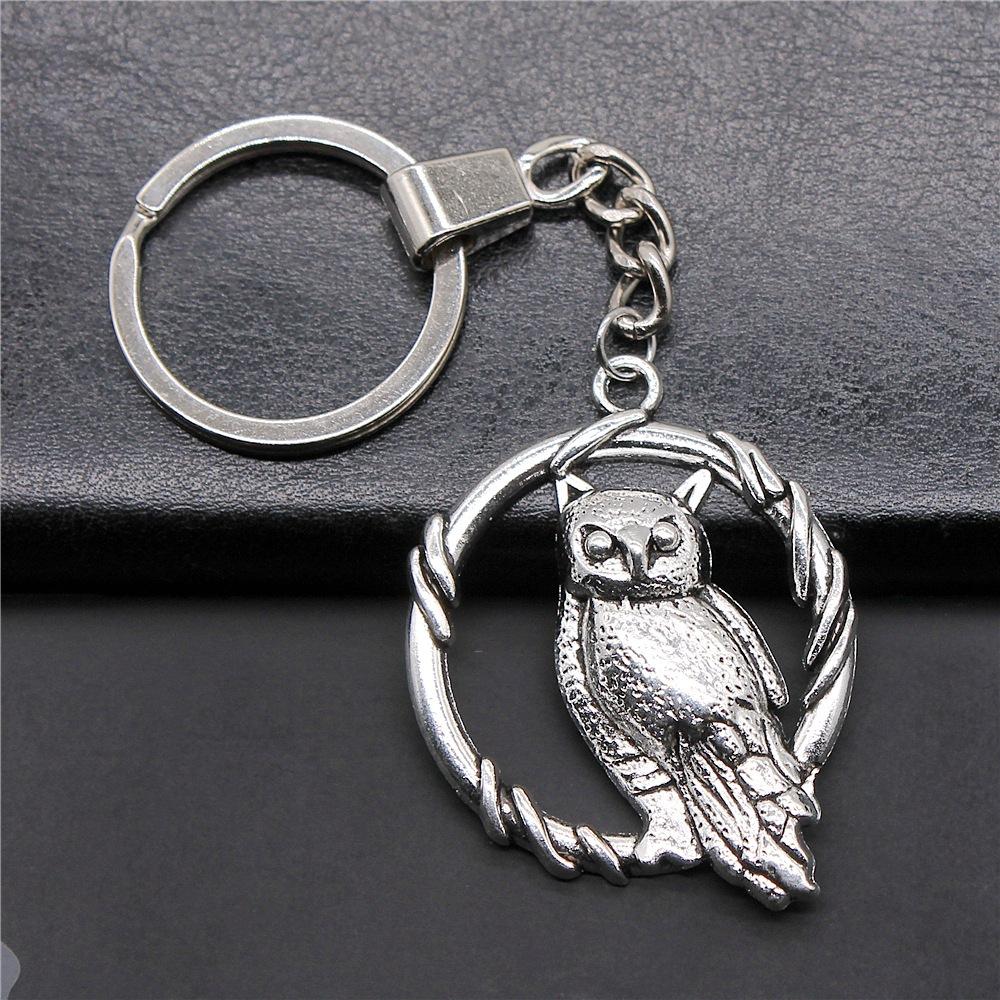Herren Schlüsselanhänger DIY Metallhalter Kette Vintage Eulen Anhänger Kreativer Party Schmuck Zubehör Geschenk