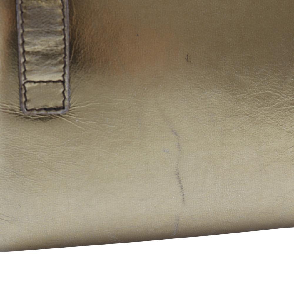 Salvatore Ferragamo ChainShoulder Shoulder Bag AQ214734 Gancini 2-way Clutch Gold Calfskin Women Used