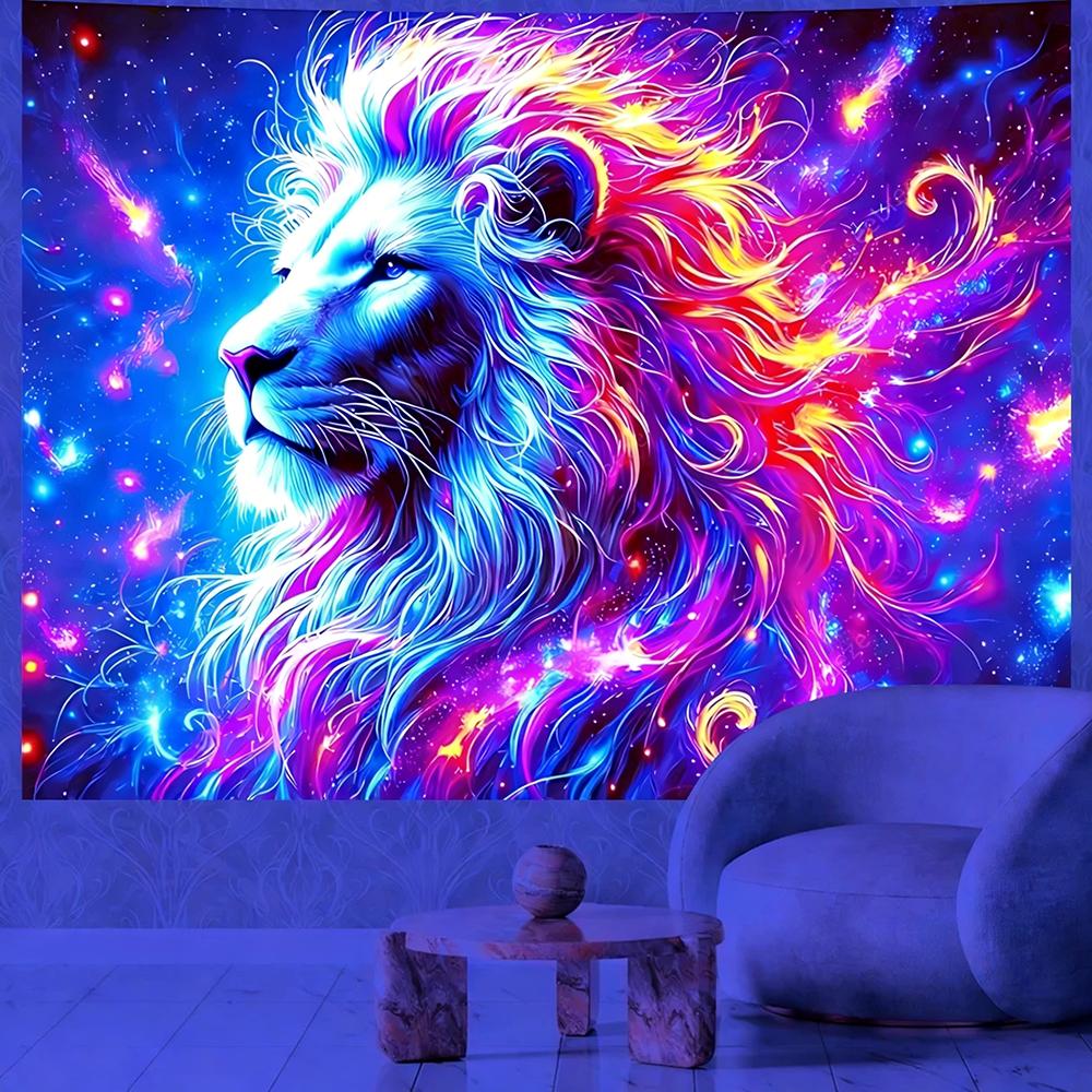 Glowing Cat Themed Tapestries Uv Reaction Tapestry Background Decoration Wall Hanging Bedroom Party Decoration