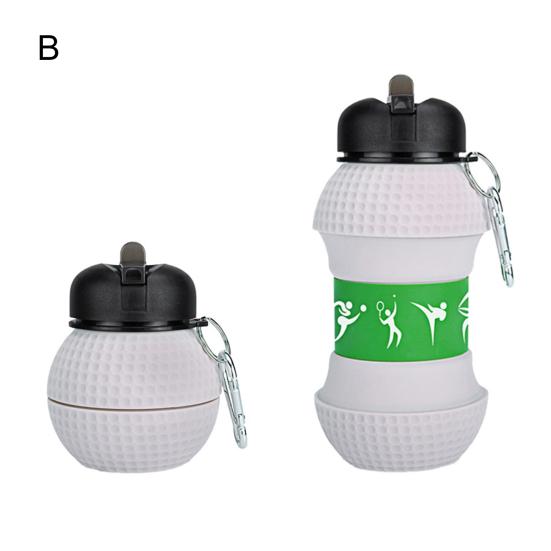 Yousheng 550ml Water Bottle Folding Large Capacity Wide Caliber Tennis Ball Shape Kids Silicone Sport Bottle for Camping