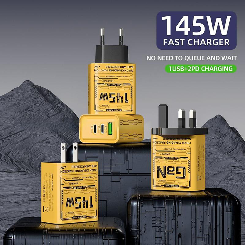 145W 3-Port Typ-C USB Gan Handy-Ladegerät Für iPhone Für Samsung Huawei Xiaomi PD Schnellladung Handy-Netzteil Reise