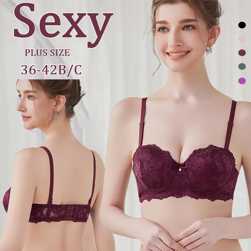 Dámská sexy podprsenka s polovičními košíčky z francouzské krajky, tenký vršek a silné dno, odnímatelná ramínka, s kosticemi, push-up podprsenka, 36-42 košíček BC