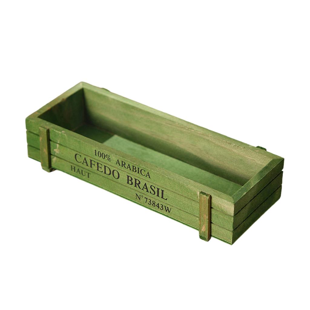 Retro Wooden Succulents Flower Pots, Balcony Potted Plant Rectangular Boxes Wood Succulents Succulents Arrangements
