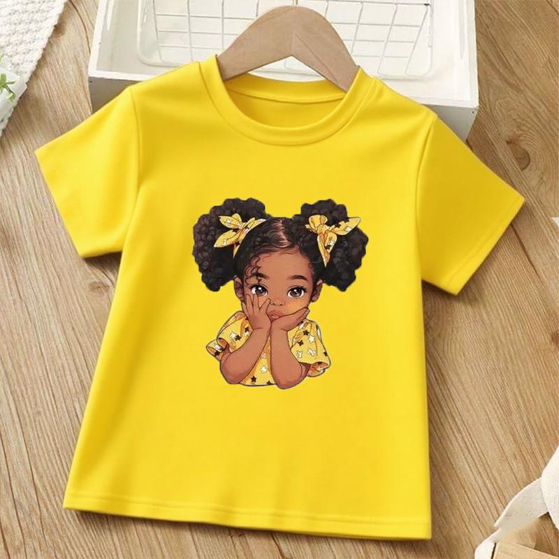 

Принт Маленькой Девочки Летние Девочки Красочные Детские Топы Одежда Повседневная Свободная Милая Мультяшная Круглый Вырез Короткий Рукав Подростковая Футболка 3XL жёлтый