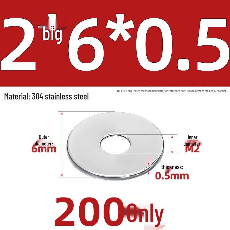 Alliator 304 Stainless Steel Thick Flat Washers (M3-M26, 200 Pcs)