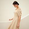 ACUD Square Neck Balloon Dress_Beige