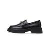 Spot~ 2025 new round head metal buckle thick sole one pedal lazy loafers women's British small leather shoes women's