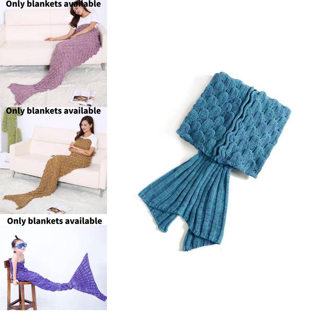 Fish Scale Pattern Mermaid Blanket Knitted Sofa Blanket For Cozy Home Use