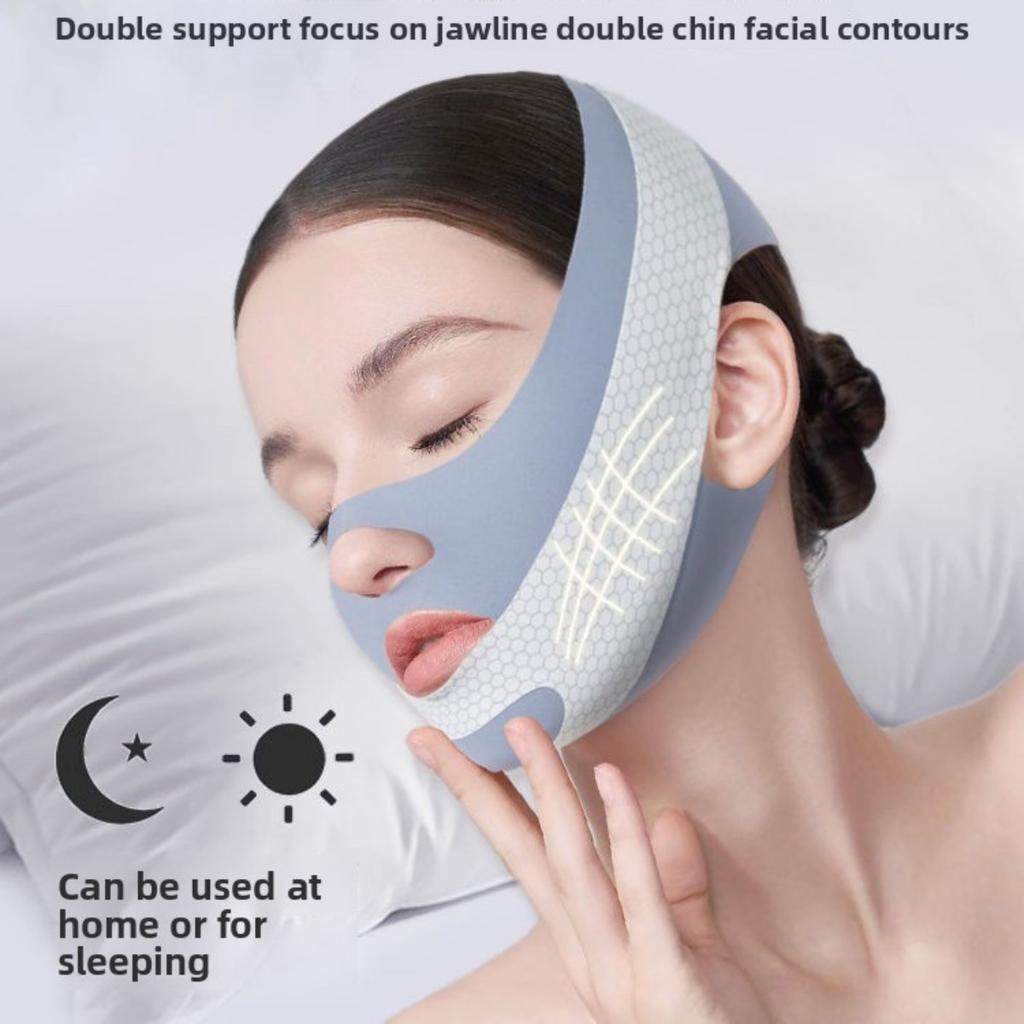 Mască Facială Modelatoare în Formă de V - Lifting Facial Instantaneu și Reductor de Bărbie Dublă, Bandă de Bărbie Ultra-subțire Confortabilă, Respirabilă, Design Ușor și Compact