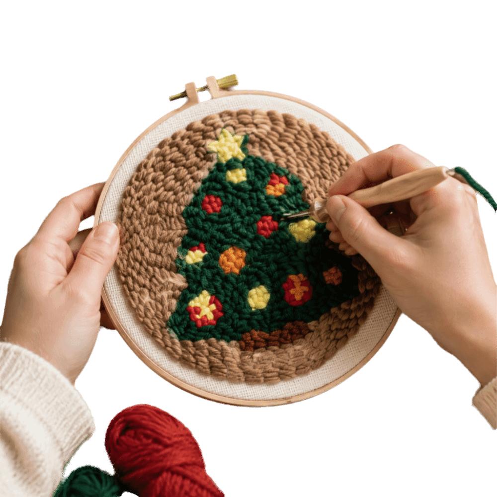 Merry Christmas Punch Needle Kit Beginner Embroidery Set Rug Hooking Kit Christmas Craft