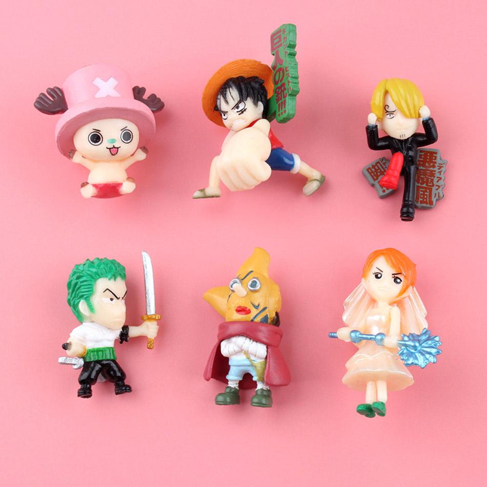 6Pcs Pvc One Piece Series Luffy, Chopper, Usopp Sanji Zoro Anime Figures Mini Model Dolls Cake Toppers Ornaments