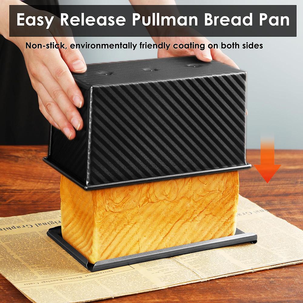 Lange Pullman-Kastenform mit Deckel Antihaftbeschichtet Kohlenstoffstahl Brot Toast Form Schwere Brotform mit Teigschaber Backzubehör
