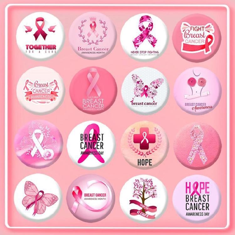 16pcs Breast Cancers Awareness Brooches for Women Lady Pink Ribbon Badges Lapel