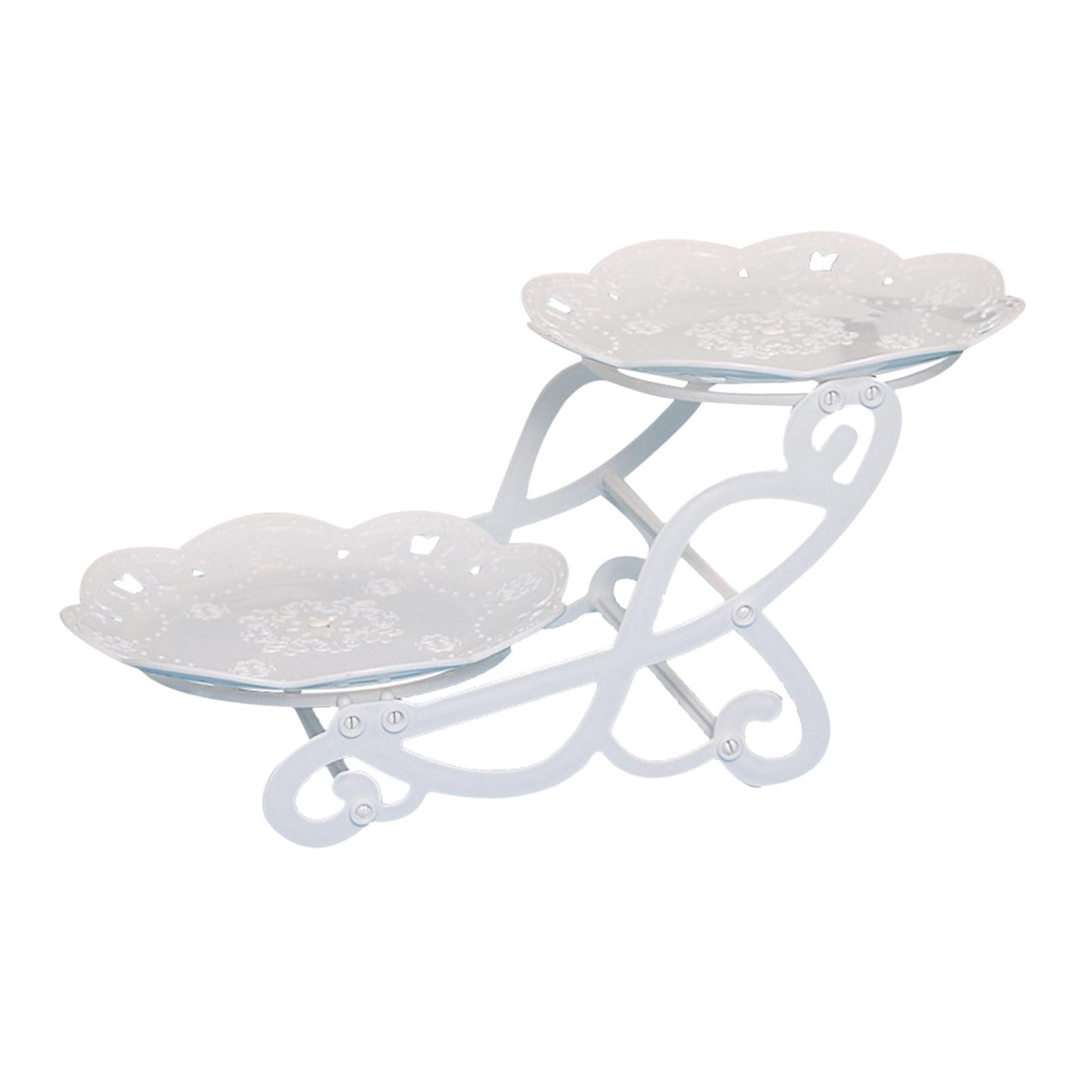 2 Tiers Cake Stand Snack Display Tray Dessert Tray for Dessert Afternoon Tea Butterfly Round