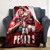 Soccer Player Collage Portrait Flannel Throw Blanket, Sports Fan Soft Warm Blanket for Sofa Bed Couch Home Use