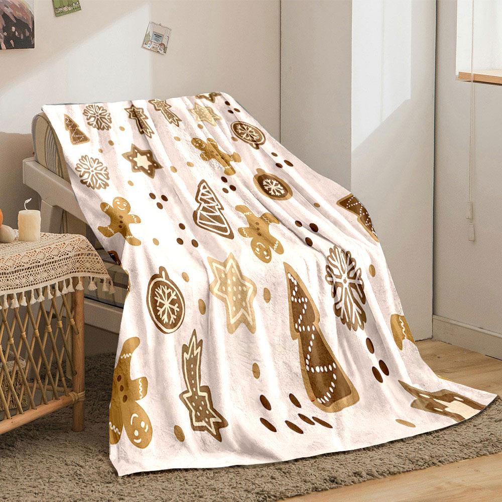 Christmas Gingerbread Pattern Blanket print blanket soft and cozy perfect for the living room bed sofa or a nap,gift