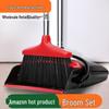 Foldable Standing Broom Set with 4-Row Bristle, Windproof Dustpan, and Exclusive Storage Feature