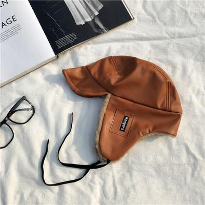 Winter Faux Fur Leather Wind-proof Velvet Warm Ear Protector Hat Ski Bomber Hats