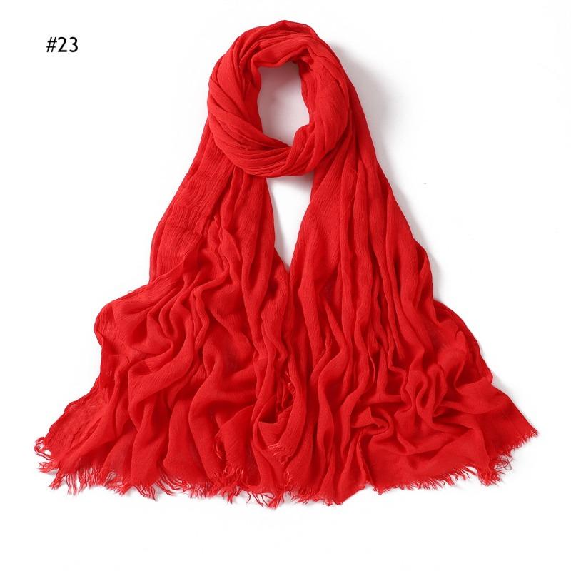 % Rayon Pleated Solid Color Human Cotton Two-end Beard Bag Headscarf Female, New Breathable Soft Scarf