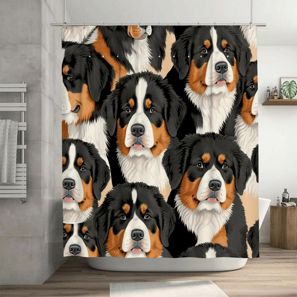 Modern Style Pet Dog Print Shower Curtain Waterproof Bath Decoration Home Decor Customizable Size Available