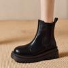 Fashion Ankle Boots for Women New Spring Autumn Thick Bottom Women's White Black Boots Casual Pu Leather Slip on Chelsea Short Botas