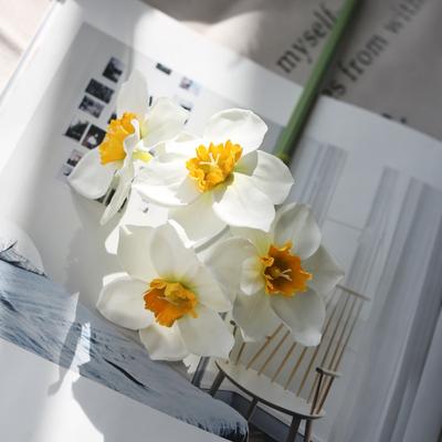 6Pcs/Bouquet Fake Flowers Artificial Flower Daffodil Silk Flowers Narcissus Flowers Bouquet for Wedding Home Outdoor Indoor Decoration