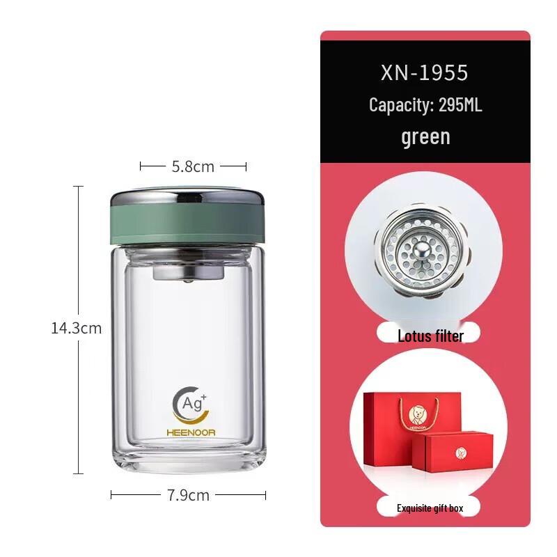 Heenoor Antibacterial Heat-Resistant Double-Layer Glass Cup