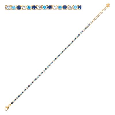 [R3566] - Gold Plated Bracelet 'Sissi' Blue Gold - 2 Mm